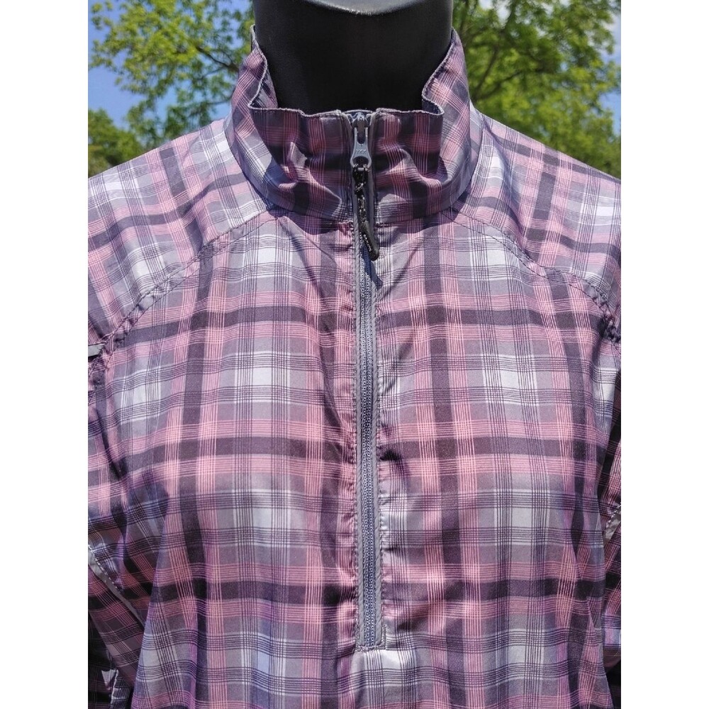 Sunice Purple & Gray Plaid Quarter Zip Pullover Weather Windbreaker Size Medium - Picture 2 of 14